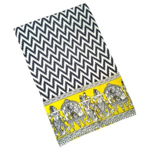 saree zigzag kalamkari yellow