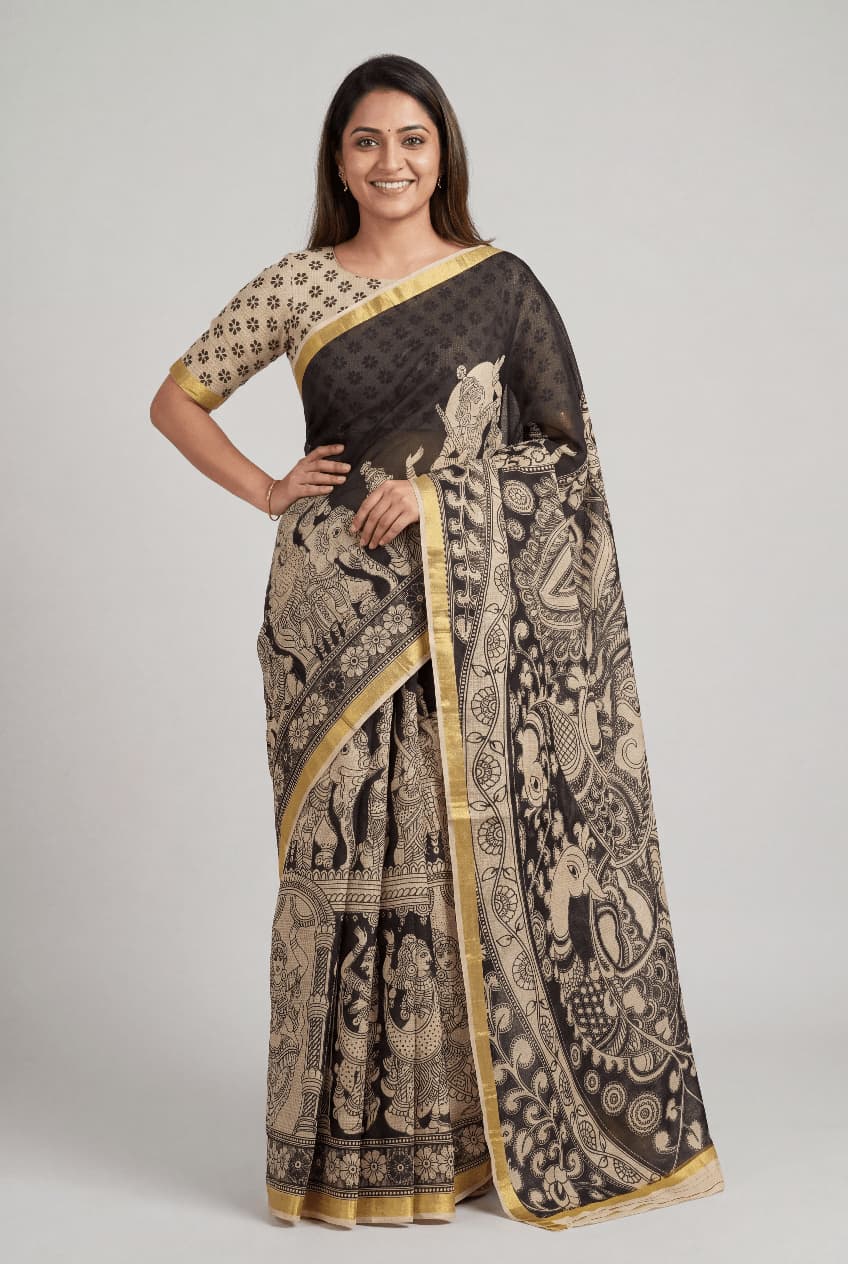 Authentic Kalamkari Art Kota Cotton Saree